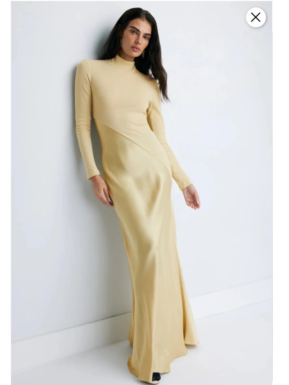 Rosetta Getty Off-White Bias Turtleneck Combo Gown, Size: S